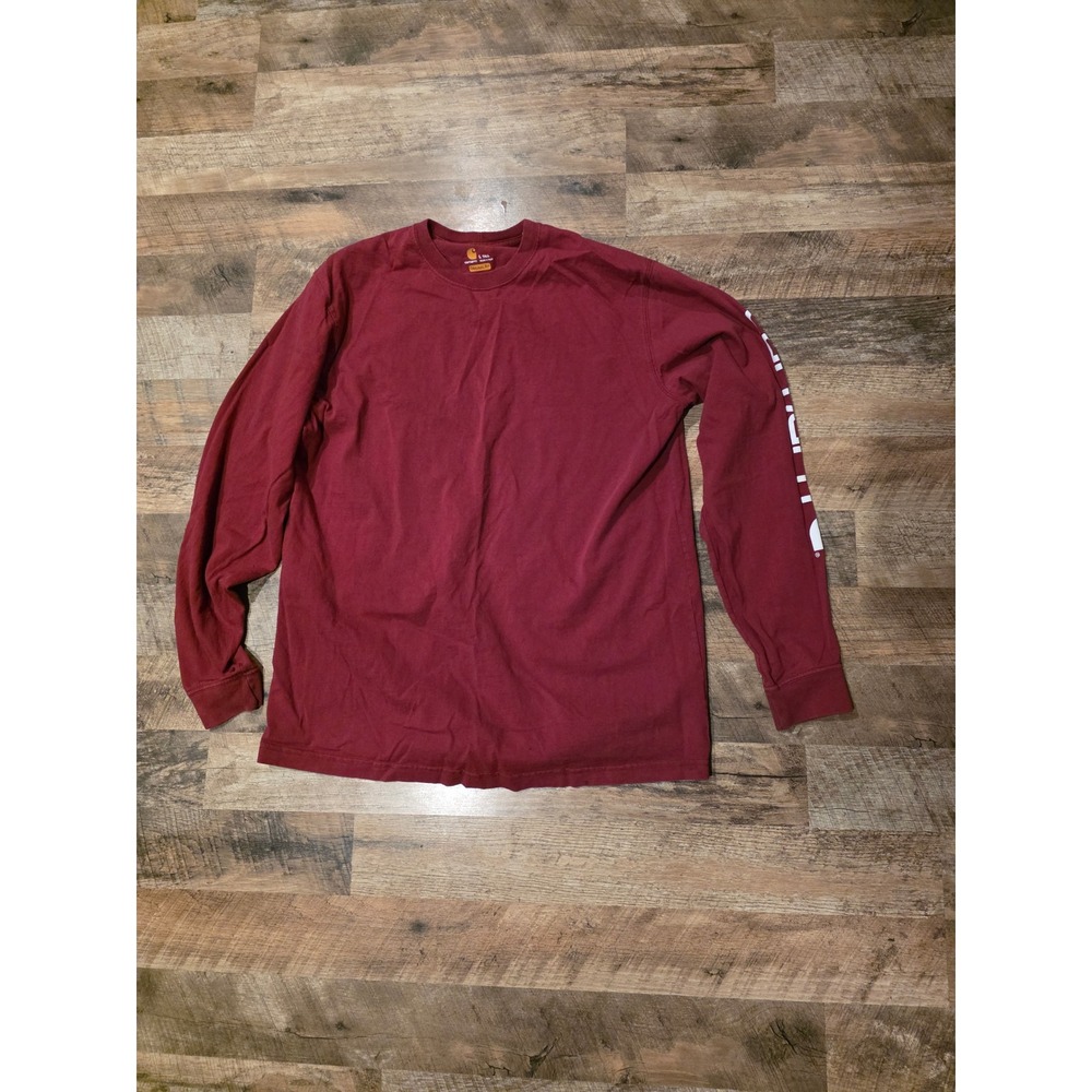 Carhartt Mens Long Sleeve Graphic Logo‎ T-Shirt Maroon Original Fit L Tall